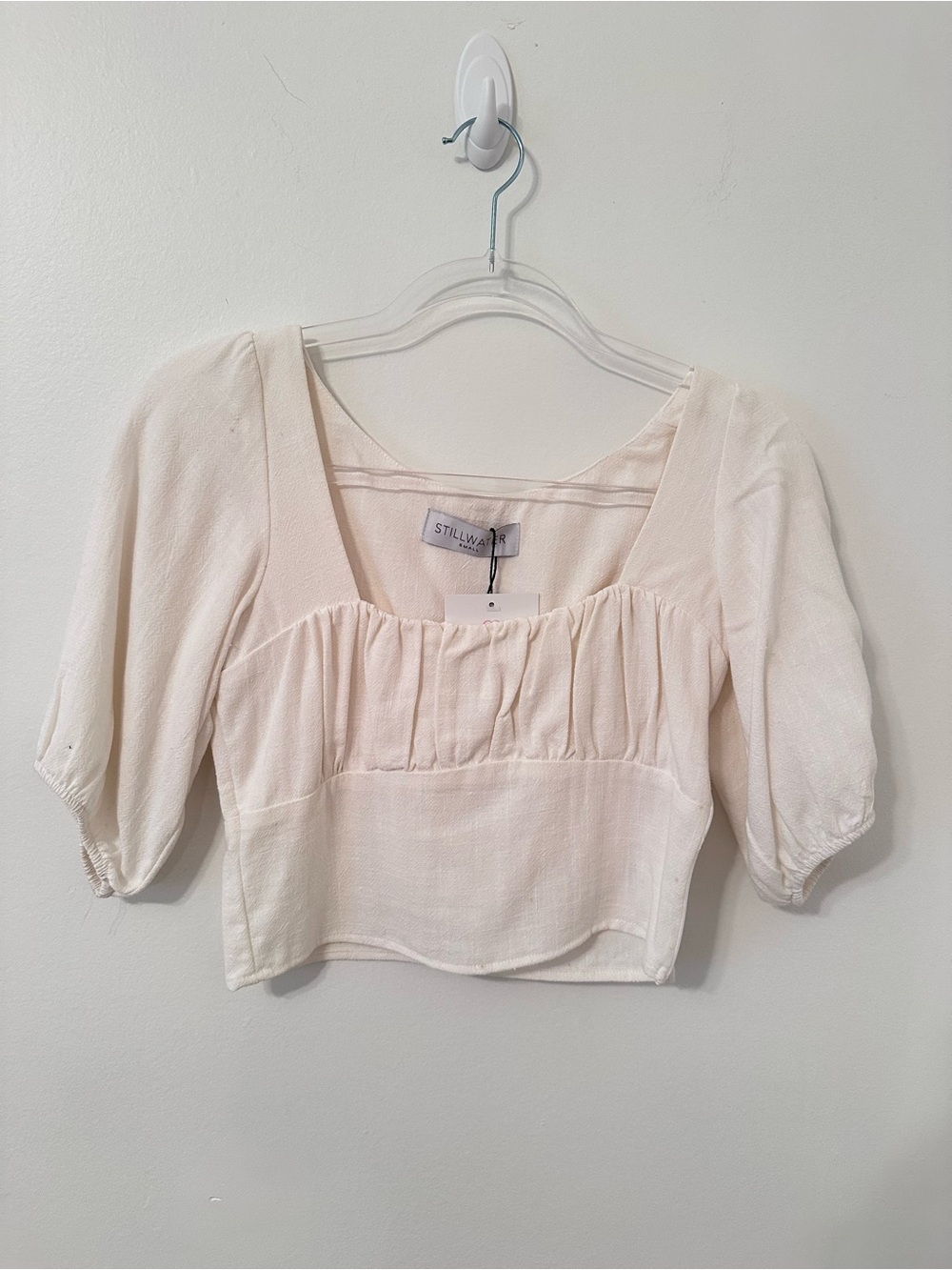 Saltwater Luce White Puff-Sleeve Cropped Top